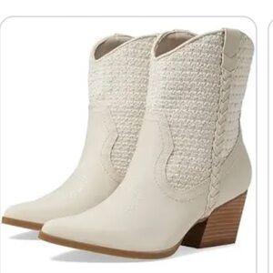 Women's Cream Western Ankle Boots